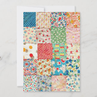 Vintage Patchwork Quilt Print Flat Card