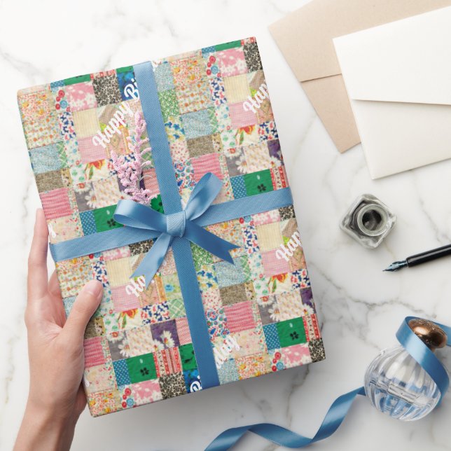 Vintage Patchwork Quilt Print Wrapping Paper (Gifting)