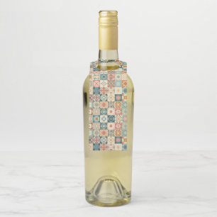 Vintage, patchwork quilted look bottle tag