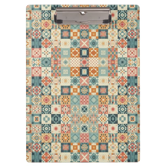 Vintage, patchwork quilted look clipboard (Front)