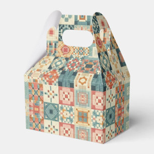 Vintage, patchwork quilted look favour box