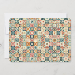 Vintage, patchwork quilted look holiday card