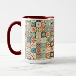 Vintage, patchwork quilted look mug