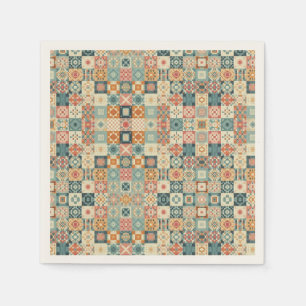 Vintage, patchwork quilted look napkin