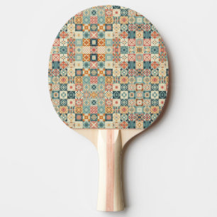 Vintage, patchwork quilted look ping pong paddle