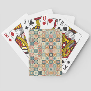 Vintage, patchwork quilted look playing cards