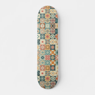 Vintage, patchwork quilted look skateboard
