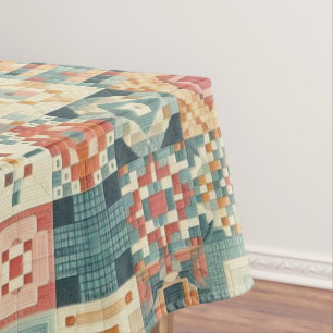 Vintage, patchwork quilted look tablecloth