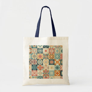 Vintage, patchwork quilted look tote bag