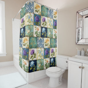 Vintage Patchwork Style Shower Curtain