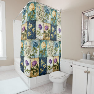 Vintage Patchwork Style Shower Curtain