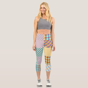 Vintage Patchwork: Textile Seamless Background Capri Leggings