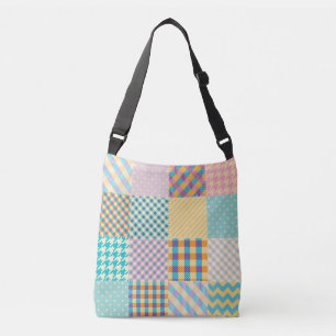 Vintage Patchwork: Textile Seamless Background Crossbody Bag