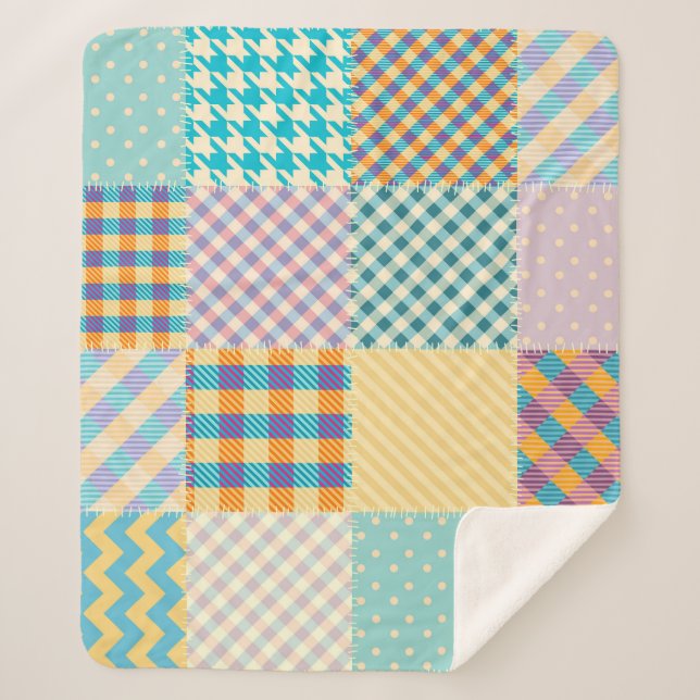 Vintage Patchwork: Textile Seamless Background Sherpa Blanket (Front)