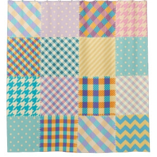 Vintage Patchwork: Textile Seamless Background Shower Curtain