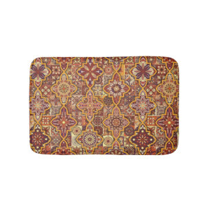 Vintage patchwork with floral mandala elements bath mat