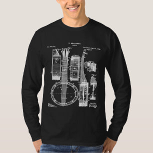 Vintage Patent Music Banjo 1882 Instrument Bluepri T-Shirt