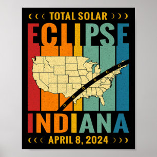 Vintage Path Of Totality Solar Eclipse April 8 202 Poster