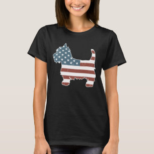 Vintage Patriot Westie Dog  Westie Silhouette T-Shirt