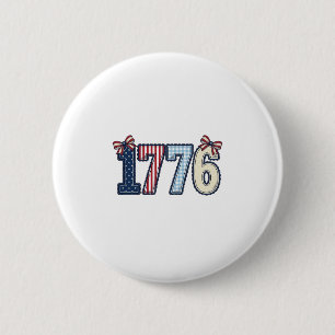Vintage Patriotic 1776 Ribbon Shirt Design_1 6 Cm Round Badge