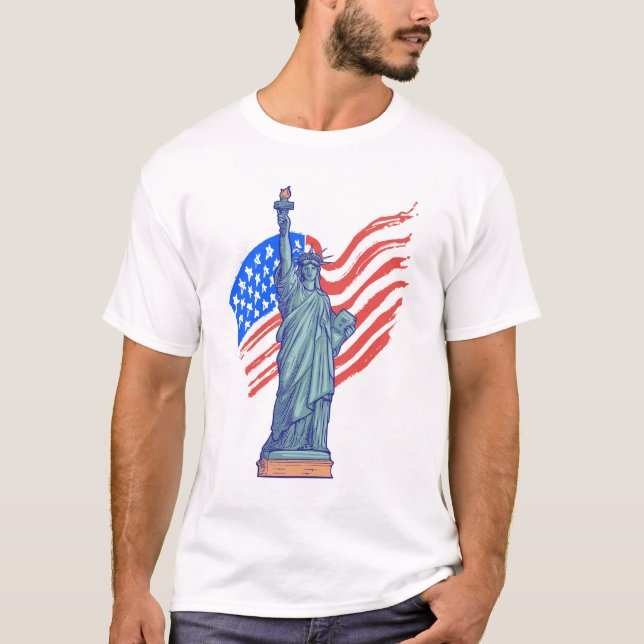  Vintage Patriotic 4th of July Design T-Shirt (Front)