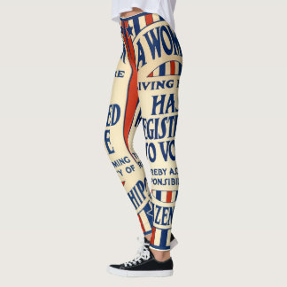 Vintage Patriotic, A Woman is Registered to VOTE Leggings