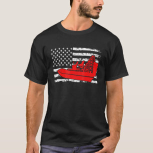 Vintage Patriotic Airboat Boating Life Swamp Boat  T-Shirt