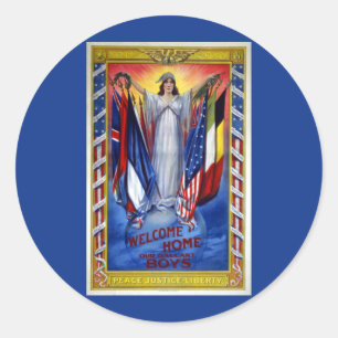 Vintage Patriotic America, Peace Justice Liberty Classic Round Sticker