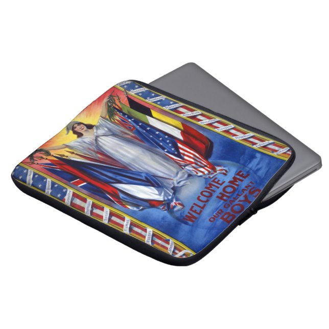 Vintage Patriotic America, Peace Justice Liberty Laptop Sleeve (Front Top)