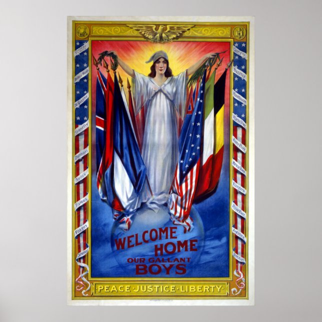 Vintage Patriotic America, Peace Justice Liberty Poster (Front)
