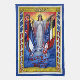 Vintage Patriotic America, Peace Justice Liberty Tea Towel