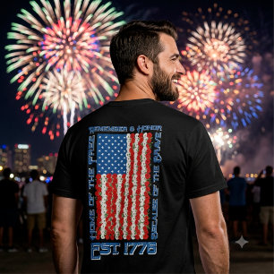 Vintage Patriotic America Poppy Flower USA Flag T-Shirt