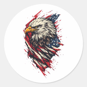 Vintage Patriotic American Eagle 4th of July Classic Round Sticker