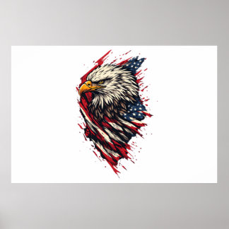 Vintage Patriotic American Eagle 4th of July Poster