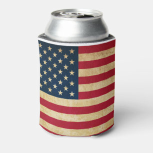 Vintage Patriotic American Flag Can Cooler