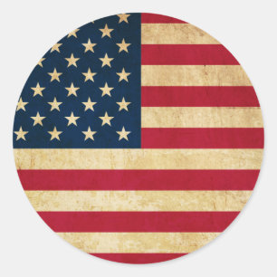 Vintage Patriotic American Flag Classic Round Sticker