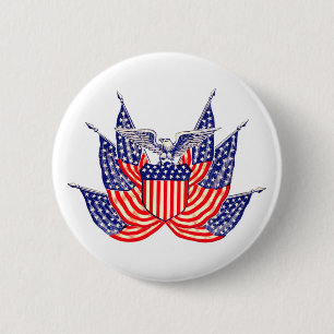 Vintage Patriotic American Flag, Fourth of July 6 Cm Round Badge
