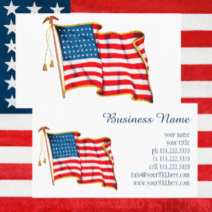Vintage Patriotic American Flag, Fourth of July Business Card