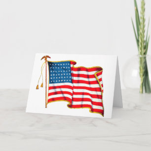 Vintage Patriotic American Flag, Fourth of July Card