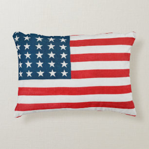 Vintage Patriotic American Flag, Fourth of July Decorative Cushion