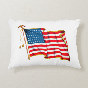 Vintage Patriotic American Flag, Fourth of July Decorative Cushion