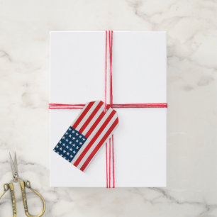Vintage Patriotic American Flag, Fourth of July Gift Tags