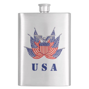Vintage Patriotic American Flag, Fourth of July Hip Flask