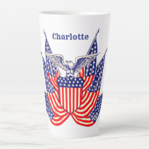 Vintage Patriotic American Flag, Fourth of July Latte Mug