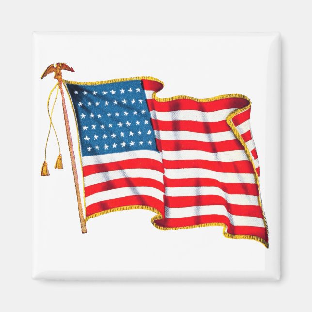 Vintage Patriotic American Flag, Fourth of July Magnet (Front)