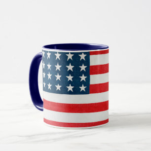 Vintage Patriotic American Flag, Fourth of July Mug
