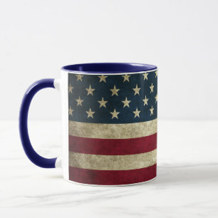 Vintage Patriotic American Flag, Fourth of July Mug
