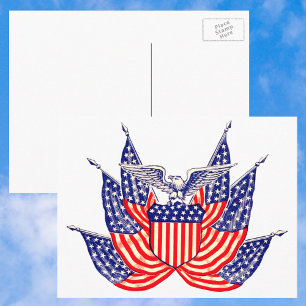 Vintage Patriotic American Flag, Fourth of July Postcard