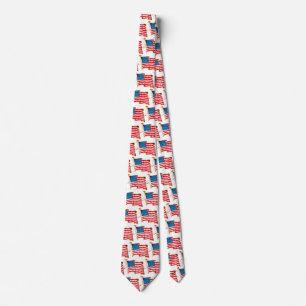 Vintage Patriotic American Flag, Fourth of July Tie