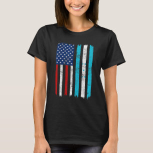 Vintage Patriotic American Flag & Honduras Flag Di T-Shirt